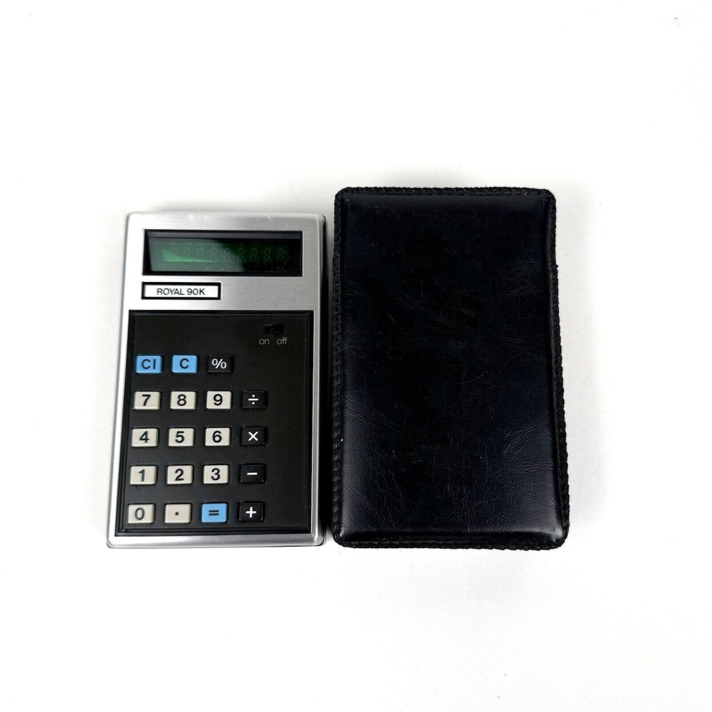 Vintage Royal 90K UA120 Calculator Green LCD With Case Tested Working